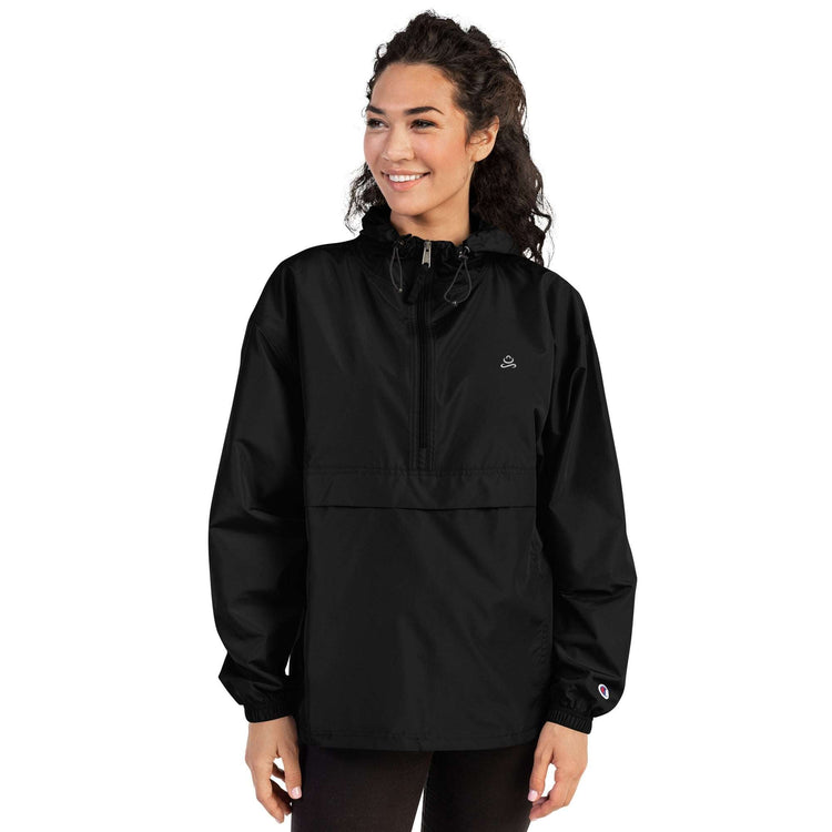Woman-posing-in-dark-black-water-and-wind-resistant-packable-jacket