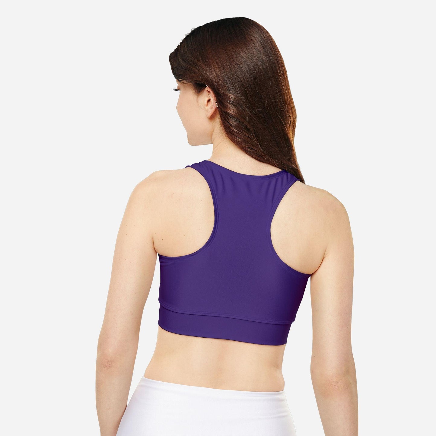 High Neckline and Racerback Purple Sports Bra