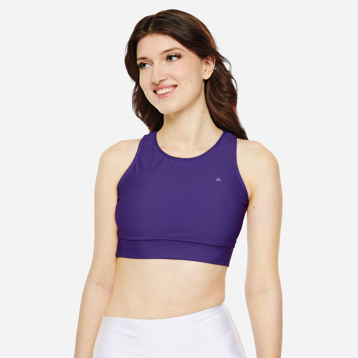 High Neckline and Racerback Purple Sports Bra