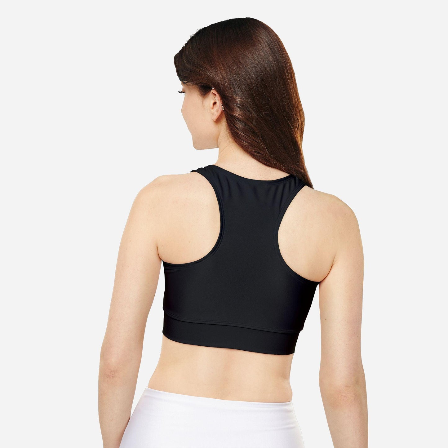 High Neckline and Racerback Black Sports Bra