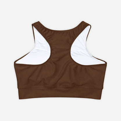 High Neckline and Racerback Brown Sports Bra