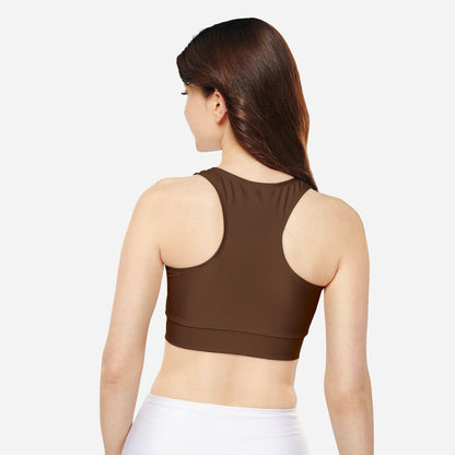 High Neckline and Racerback Brown Sports Bra