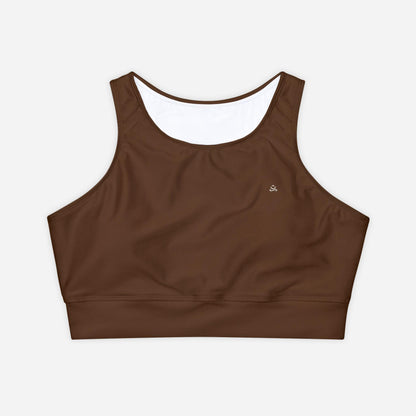 High Neckline and Racerback Brown Sports Bra