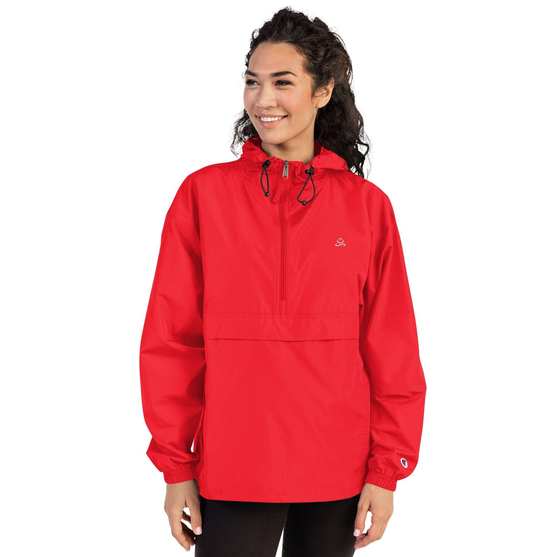 Scarlet Embroidered Champion Packable Jacket by Jain Yoga sold by Jain Yoga