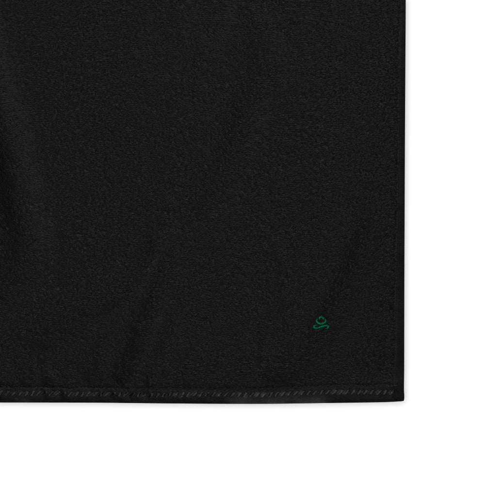 Black Kelly Green Premium Turkish cotton towel by Jain Yoga sold by Jain Yoga