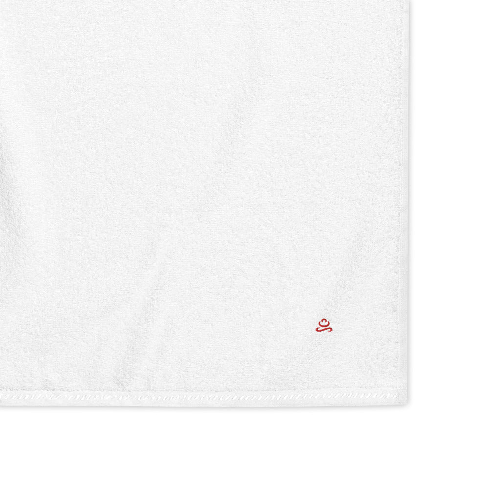 White Red Premium Turkish cotton towel by Jain Yoga sold by Jain Yoga