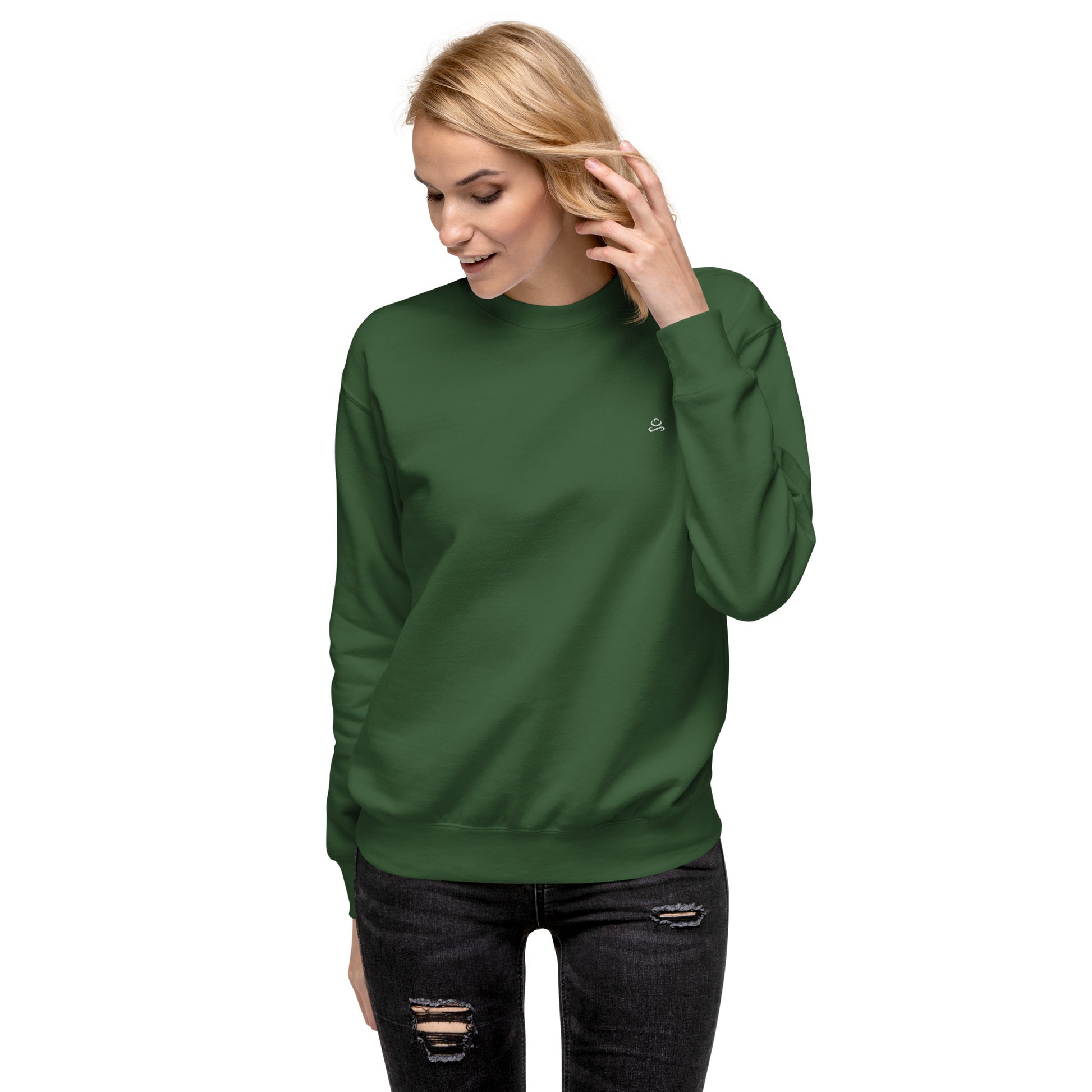 Forest Green Women's Premium Cotton Sweatshirt by Women's Premium Cotton Sweatshirt sold by Jain Yoga