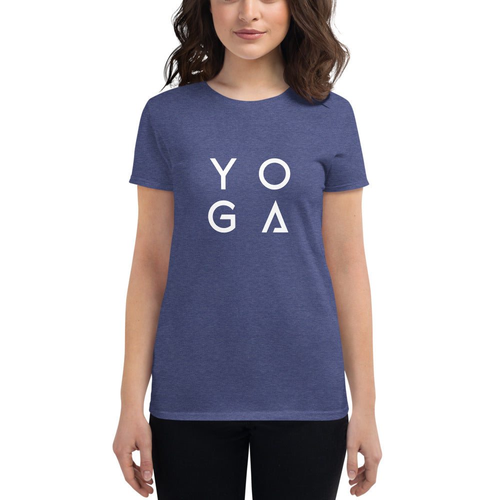 Heather Blue Women's short sleeve t-shirt by Jain Yoga sold by Jain Yoga