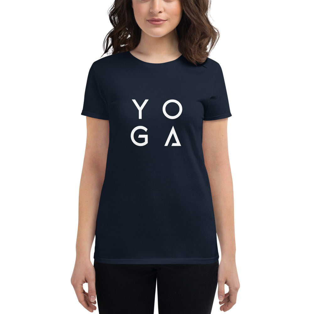 Navy Women's short sleeve t-shirt by Jain Yoga sold by Jain Yoga