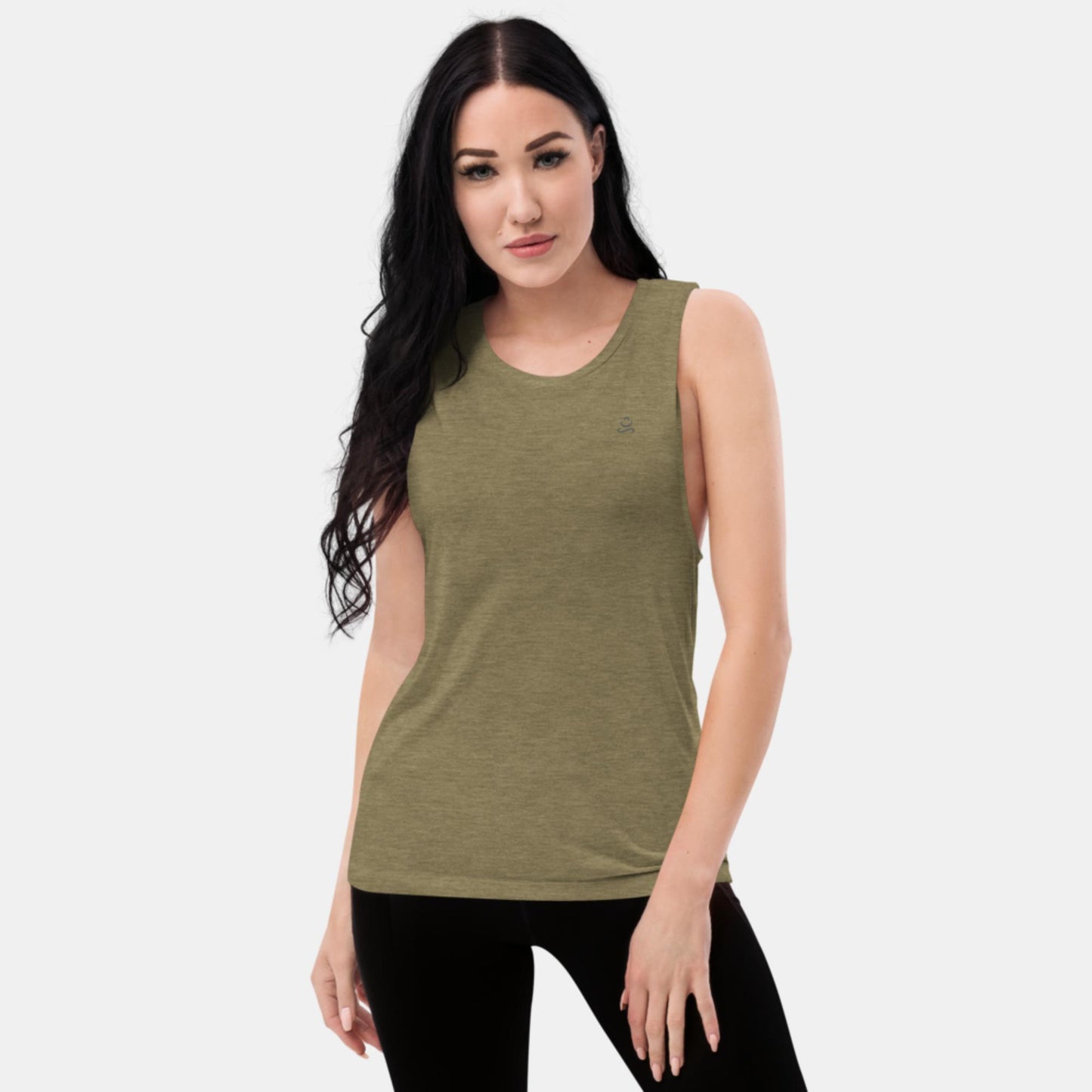 Heather Olive Ladies’ Muscle Tank by Jain Yoga sold by Jain Yoga